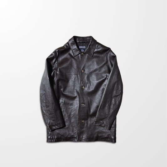 Lands' End Lambskin Leather Car Coat – L / Brown