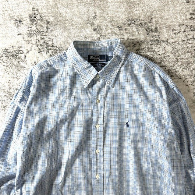 Polo by Ralph Lauren Blue Check Linen Blend Shirt – L