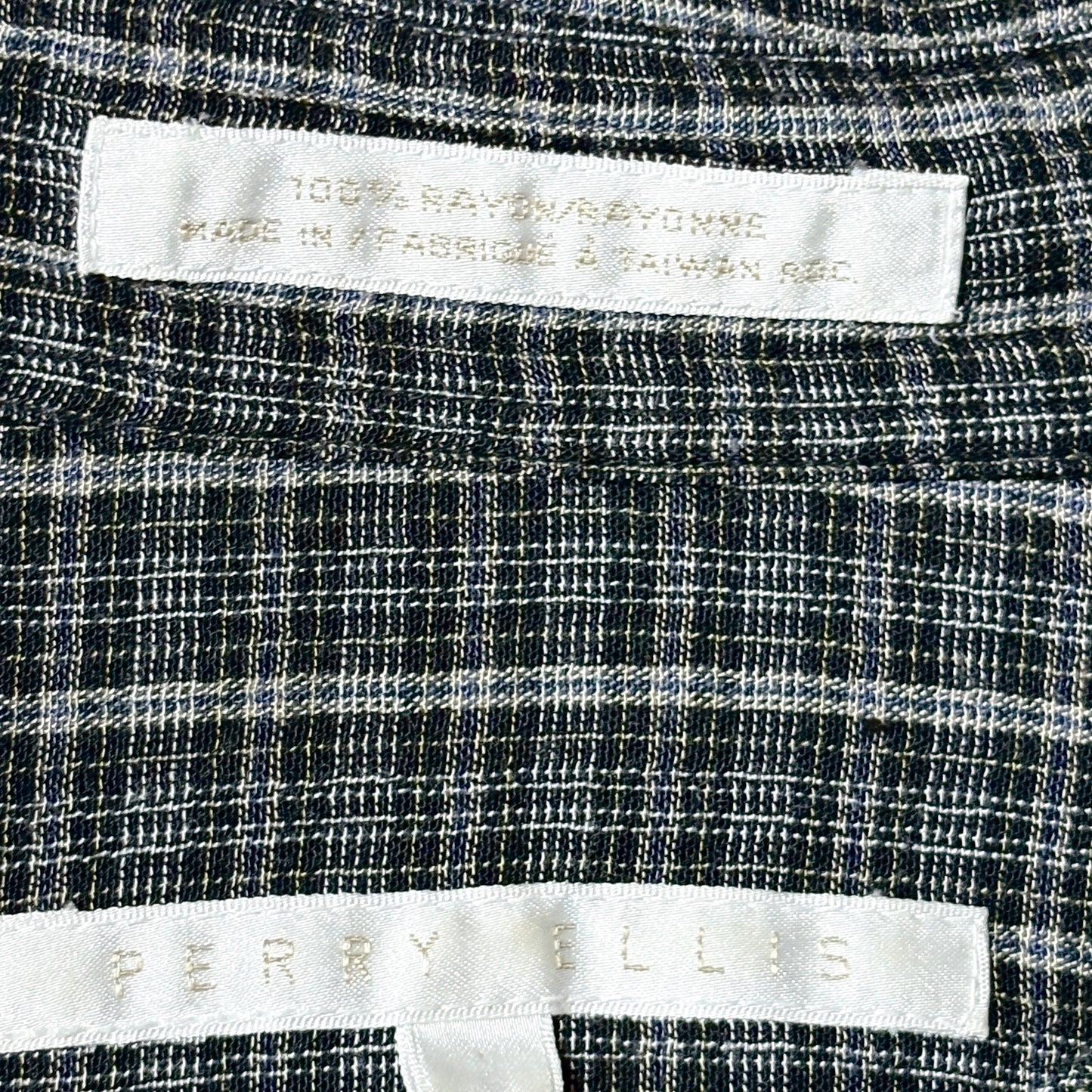 Perry Ellis Rayon Black Check Shirt – L
