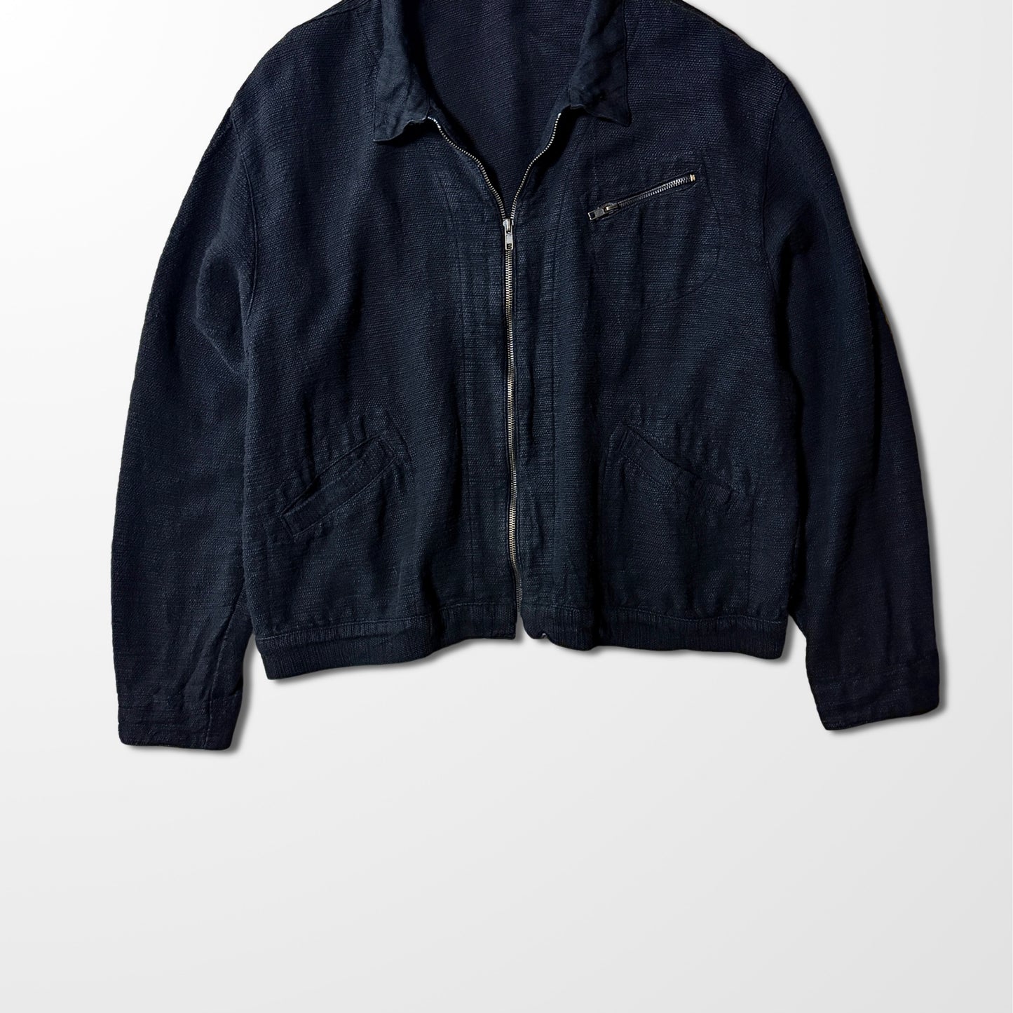 Cotton Linen Rayon Zip Jacket Black – L-CP Shades-