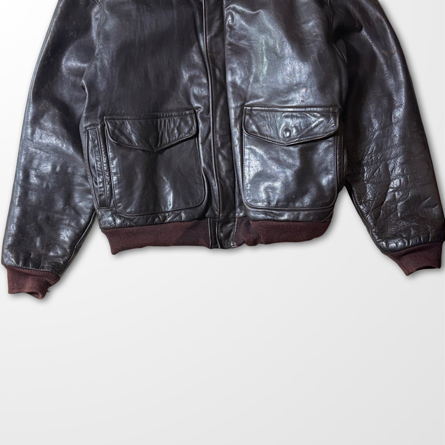 Lands’ End USA Leather Flight Jacket – Brown, XL