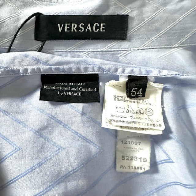 Gianni Versace Blue Textured Stripe Shirt – 54