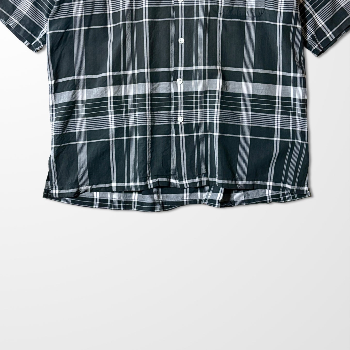 CALDWELL Ralph Lauren Black Cotton Check Open Collar Shirt – XXL