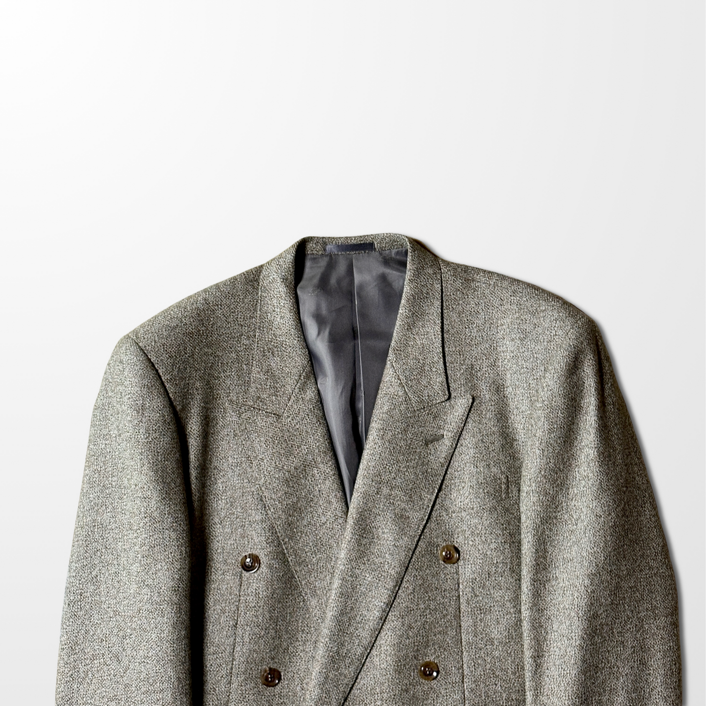 Double-Breasted Jacket – Beige Tweed – Made in Japan