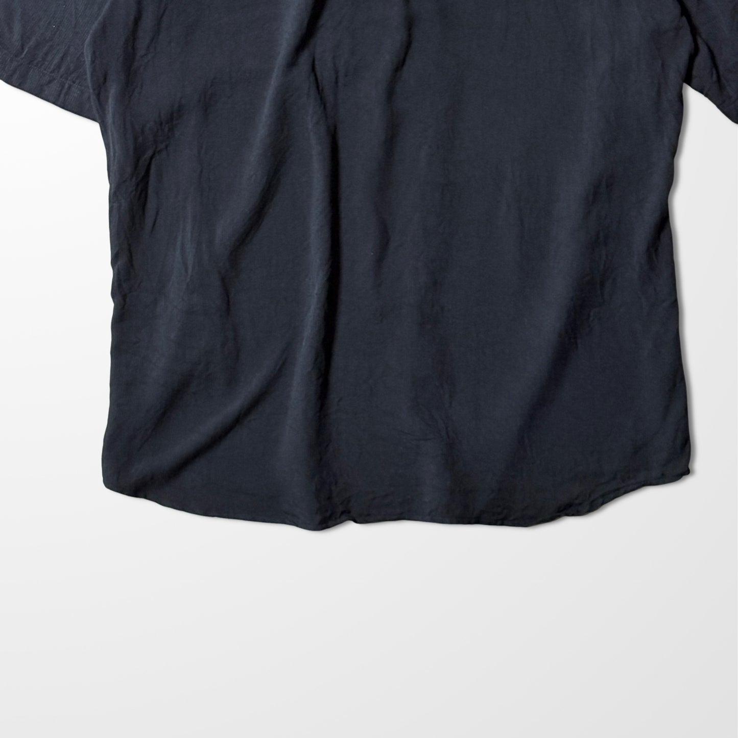 Perry Ellis Silk Black Open Collar Shirt - Rayon