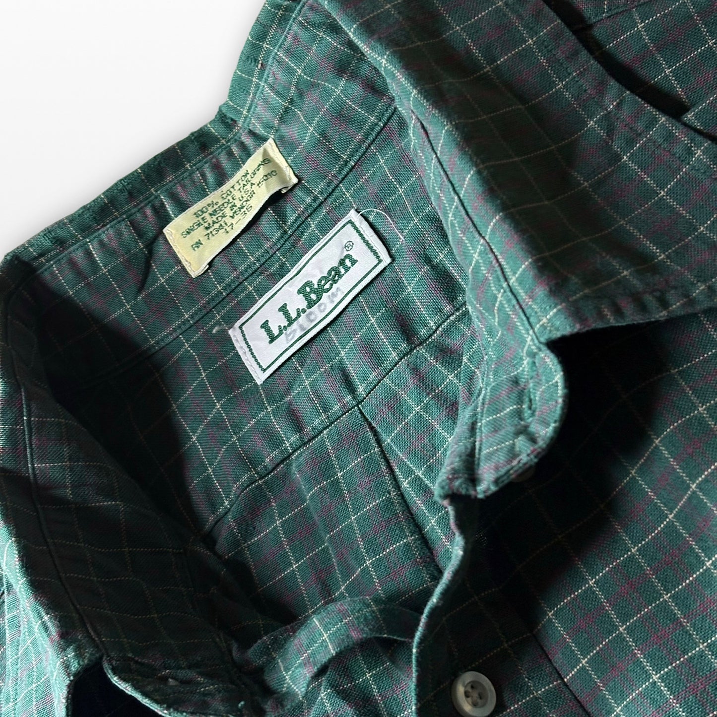 L.L.Bean Check Shirt XL Green Purple Vintage USA