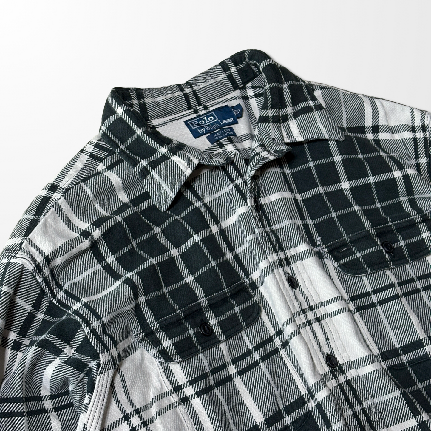 Polo by Ralph Lauren Cotton Flannel Check Shirt – Black & White / XL