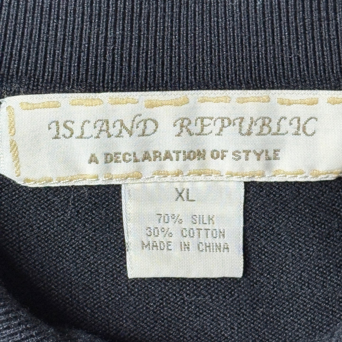ISLAND REPUBLIC Silk Cotton Knit Polo Shirt - XL