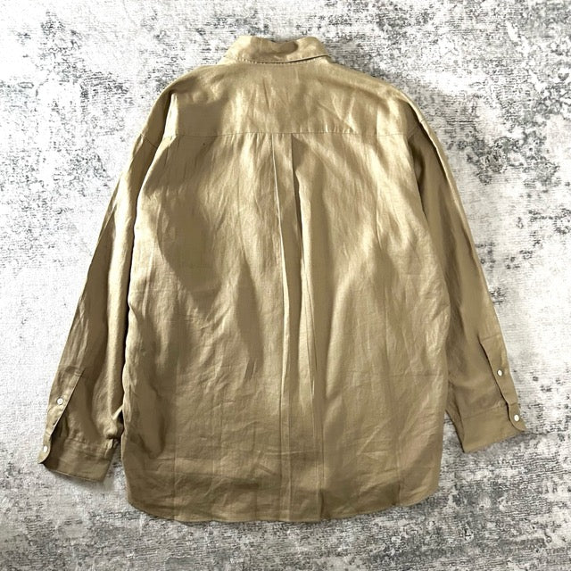 Perry Ellis Beige Linen Shirt Button Down – XL