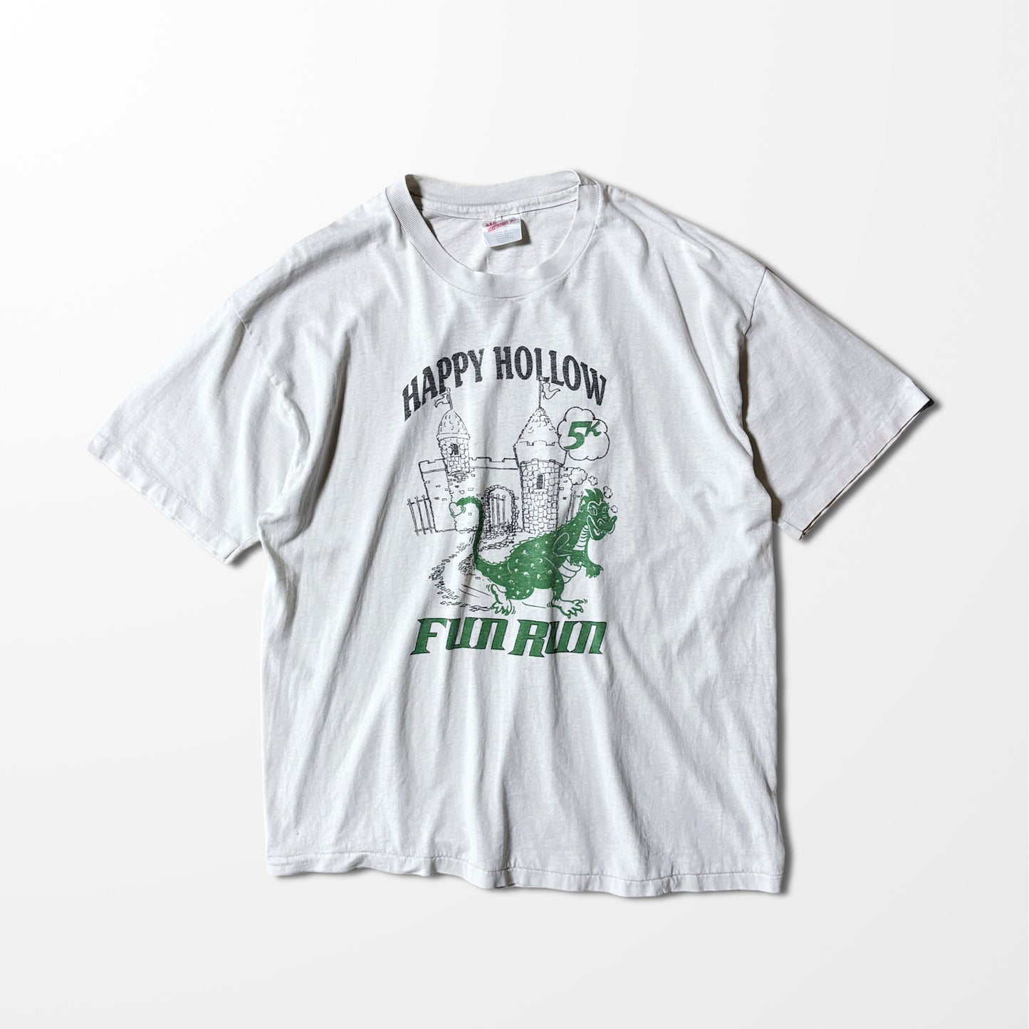 Faded Print T-shirt / Happy Hollow Fun Run / dragon graphic / Made in USA