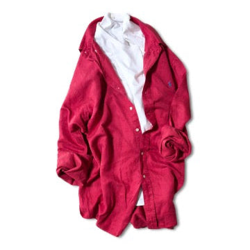 Ralph Lauren Red Silk Linen Shirt BLAKE – L
