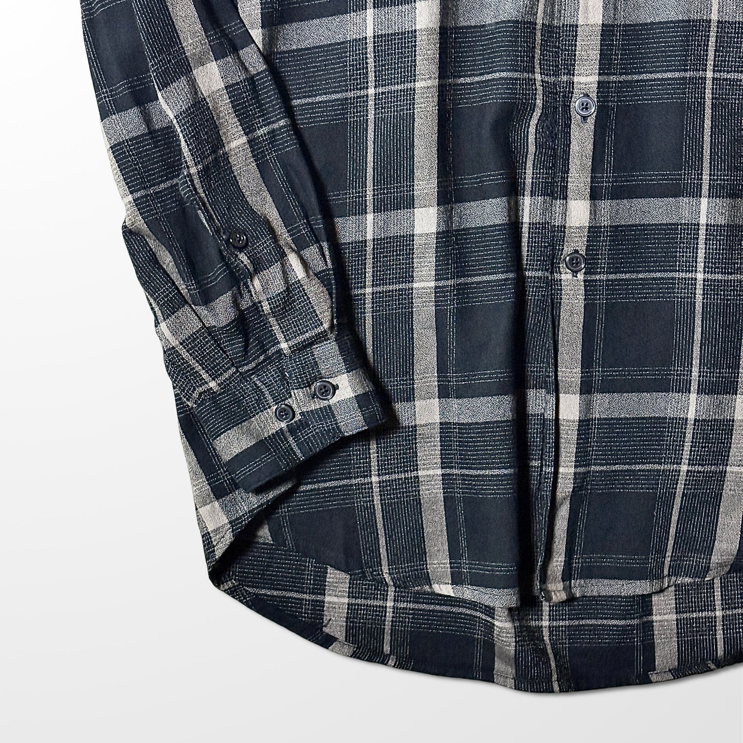 Perry Ellis Cotton Rayon Black Check Shirt – L