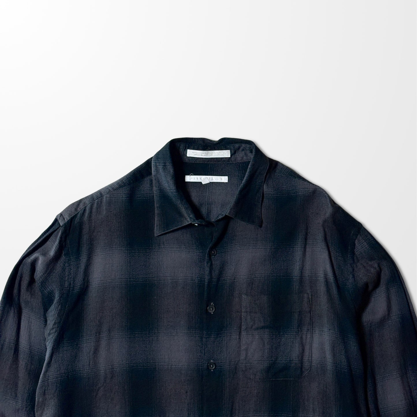Shadow Check　Rayon　Cotton  Shirt - XL　Perry Ellis
