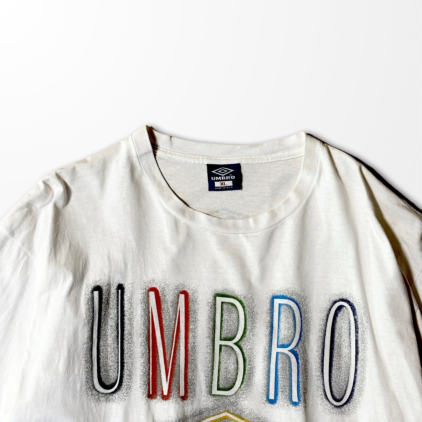 UMBRO vintage logo T-shirt / multi color embroidery / Made in USA / single stitch
