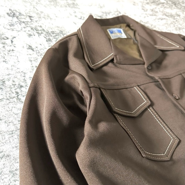 Brown Polyester Shirt Jacket – L