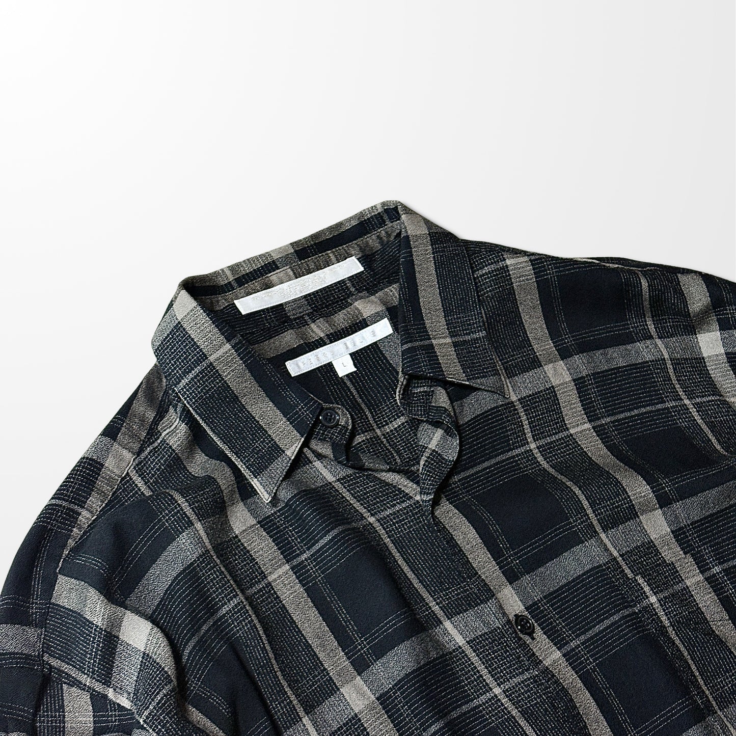 Perry Ellis Cotton Rayon Black Check Shirt – L