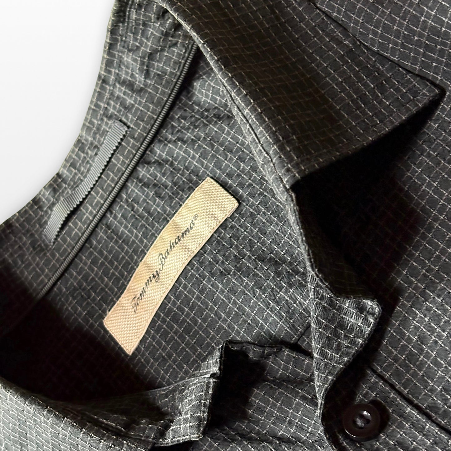 Silk Mini Check Shirt Charcoal Gray L　Tommy Bahama