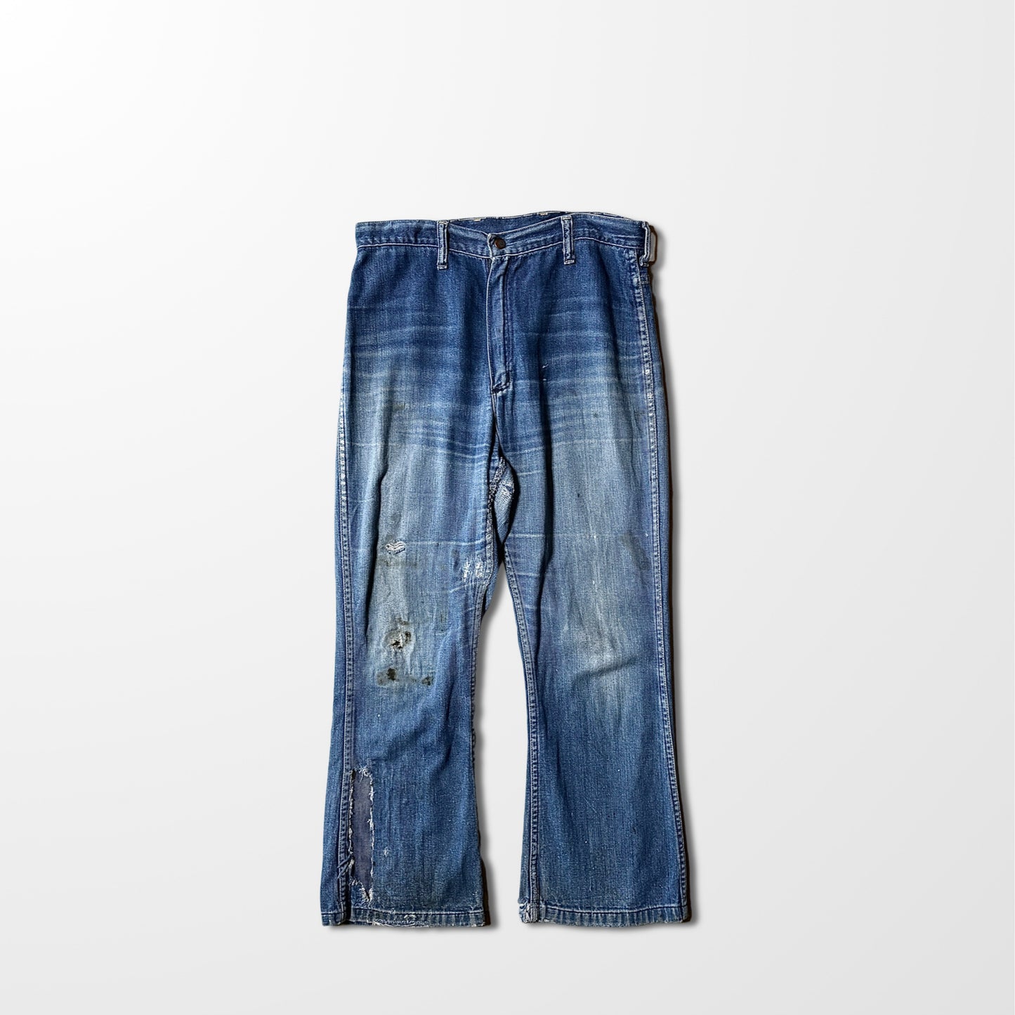 1970s Vintage Denim Work Pants – Blue, Distressed