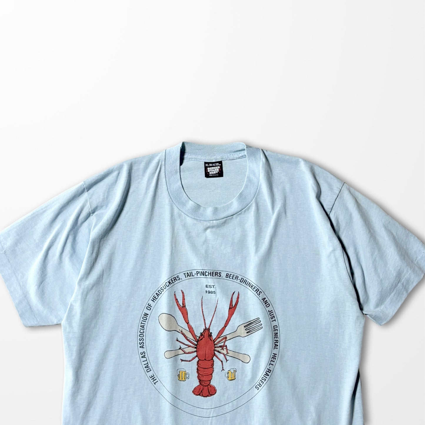 Crawfish Beer Club Tee / Light Blue Humorous Graphic T-shirt