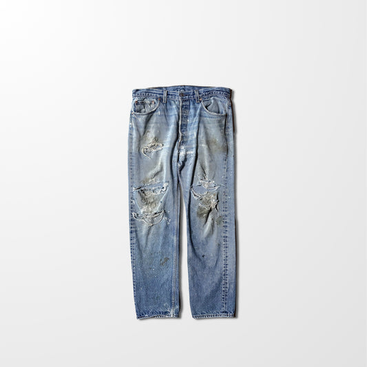 Levi’s 501 Vintage Distressed Jeans – Paint Stains & Heavy Fade – Made In USA  W38