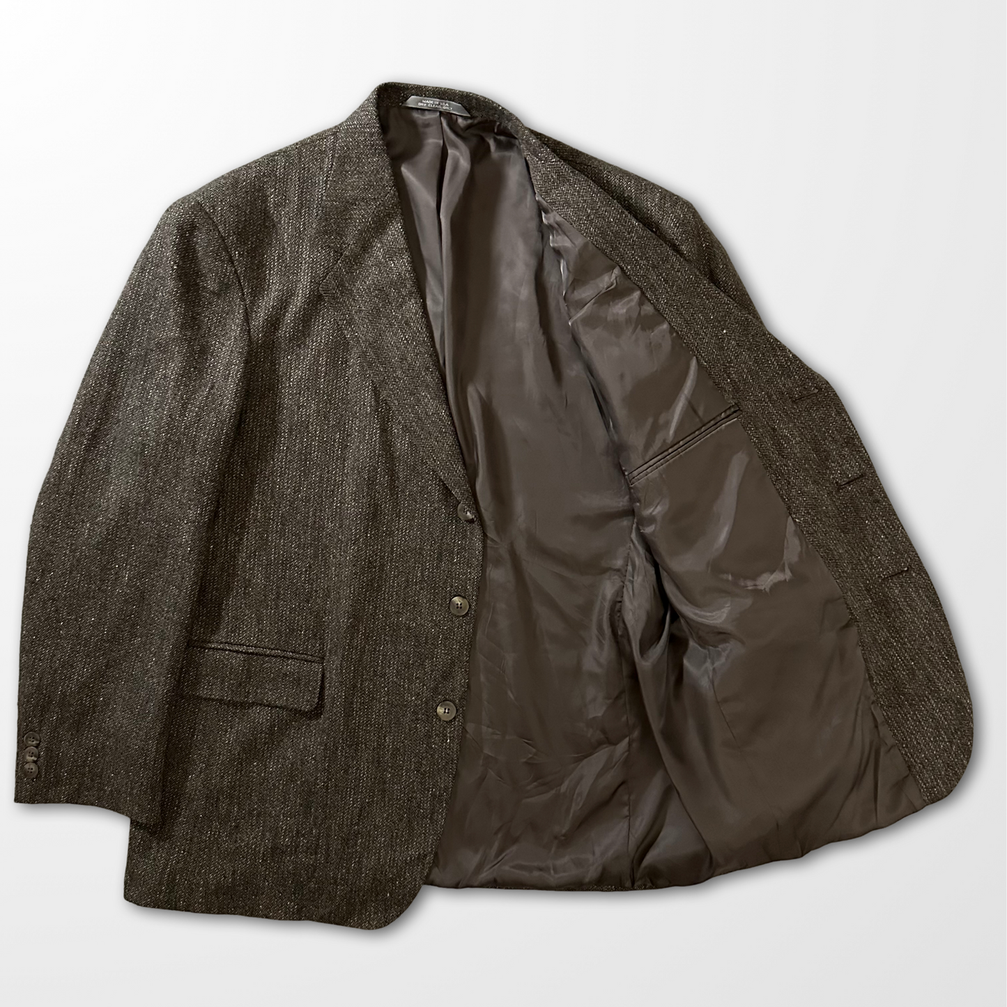 Tweed Jacket – Brown – Size XL Made in U.S.A. Wool Blend