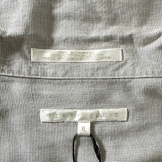 PERRY ELLIS Gray Textured Open Collar Shirt – XL