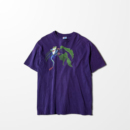 Faded Purple T-shirt / tropical frog graphic / Made in USA