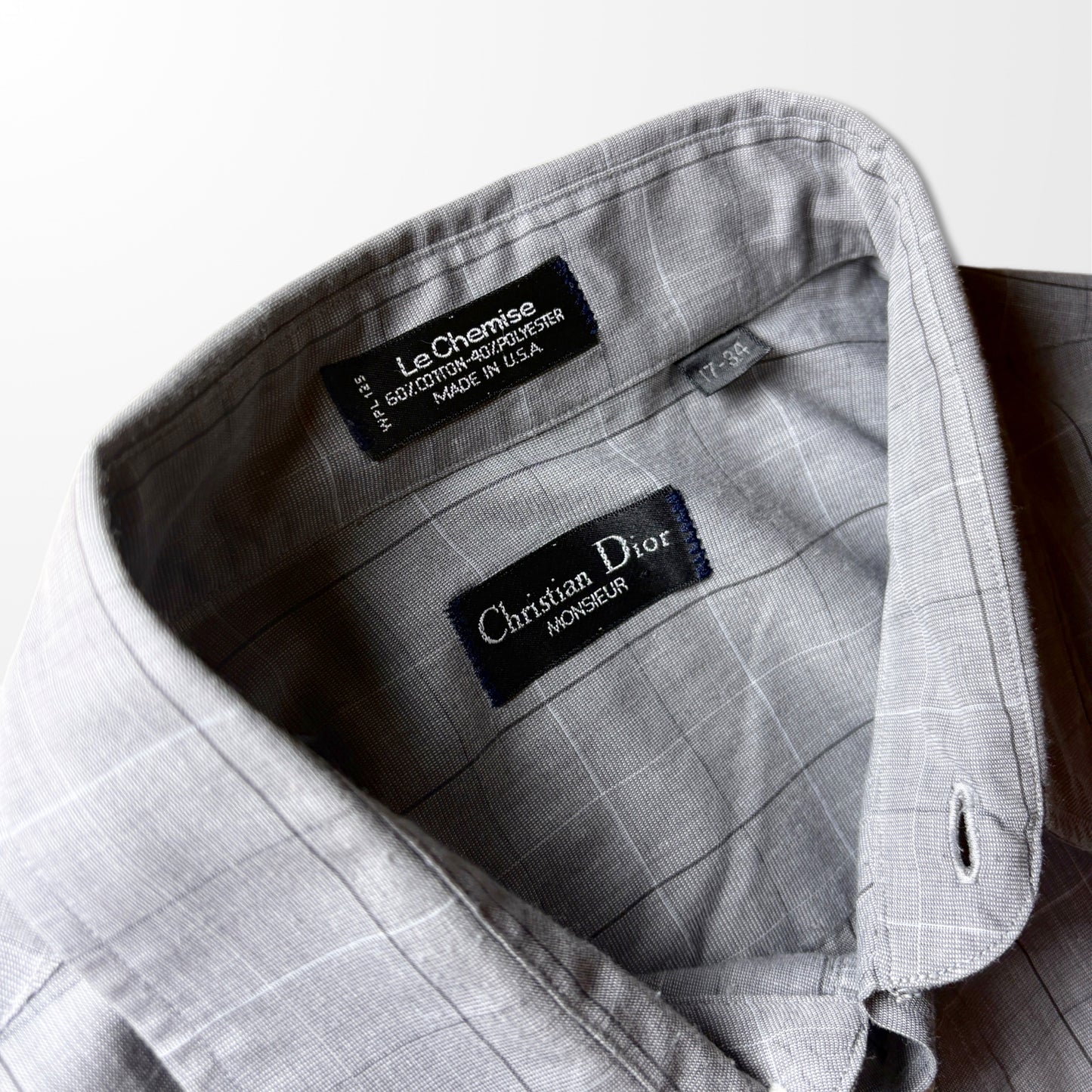 Christian Dior  Grey Check Dress Shirt - Le Chemise USA Made