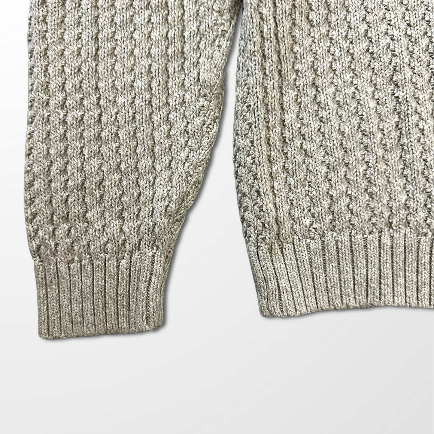 Cotton Half Button Sweater – Beige – Tall L (Made in Hong Kong)