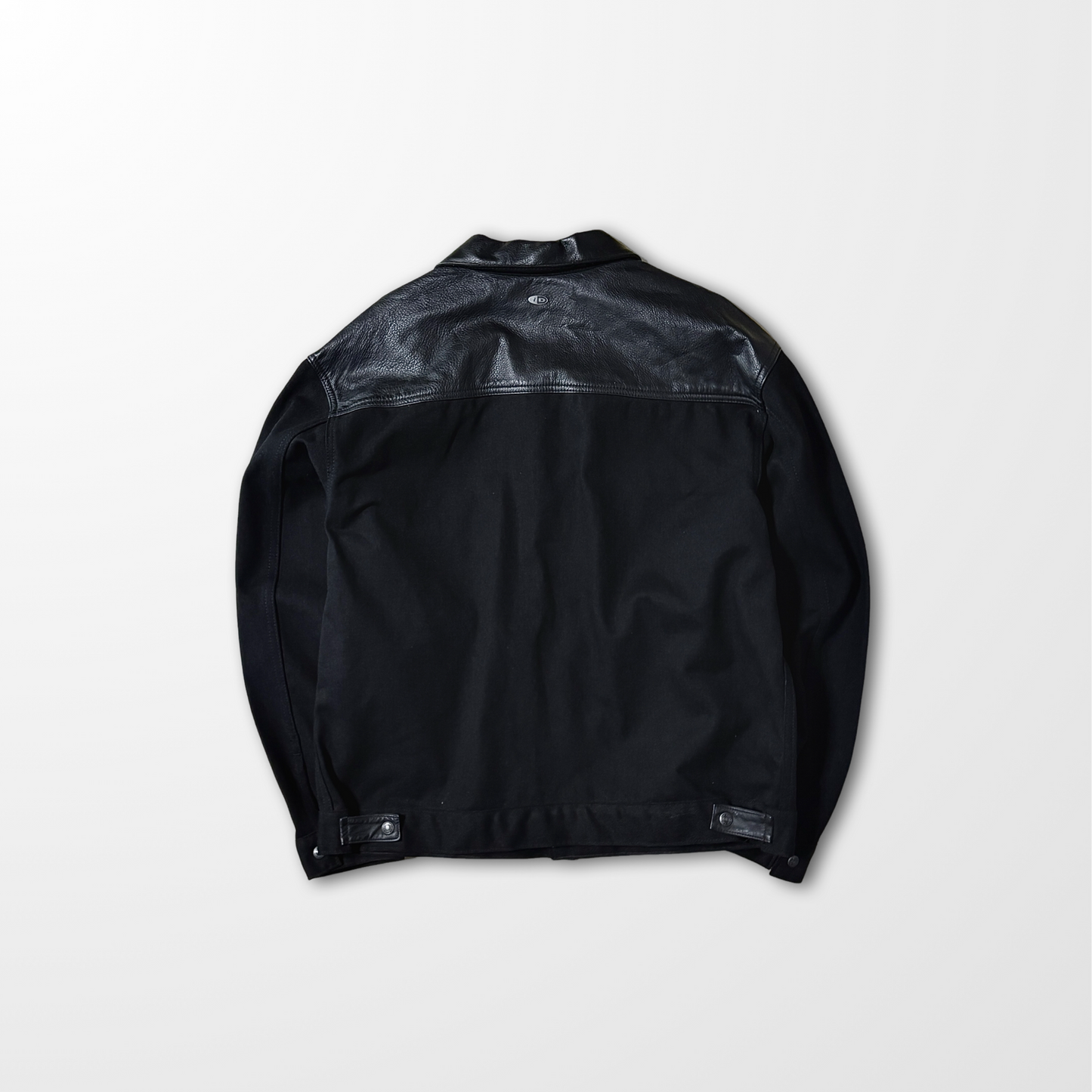 Denim × Leather Trucker Jacket – Black – L