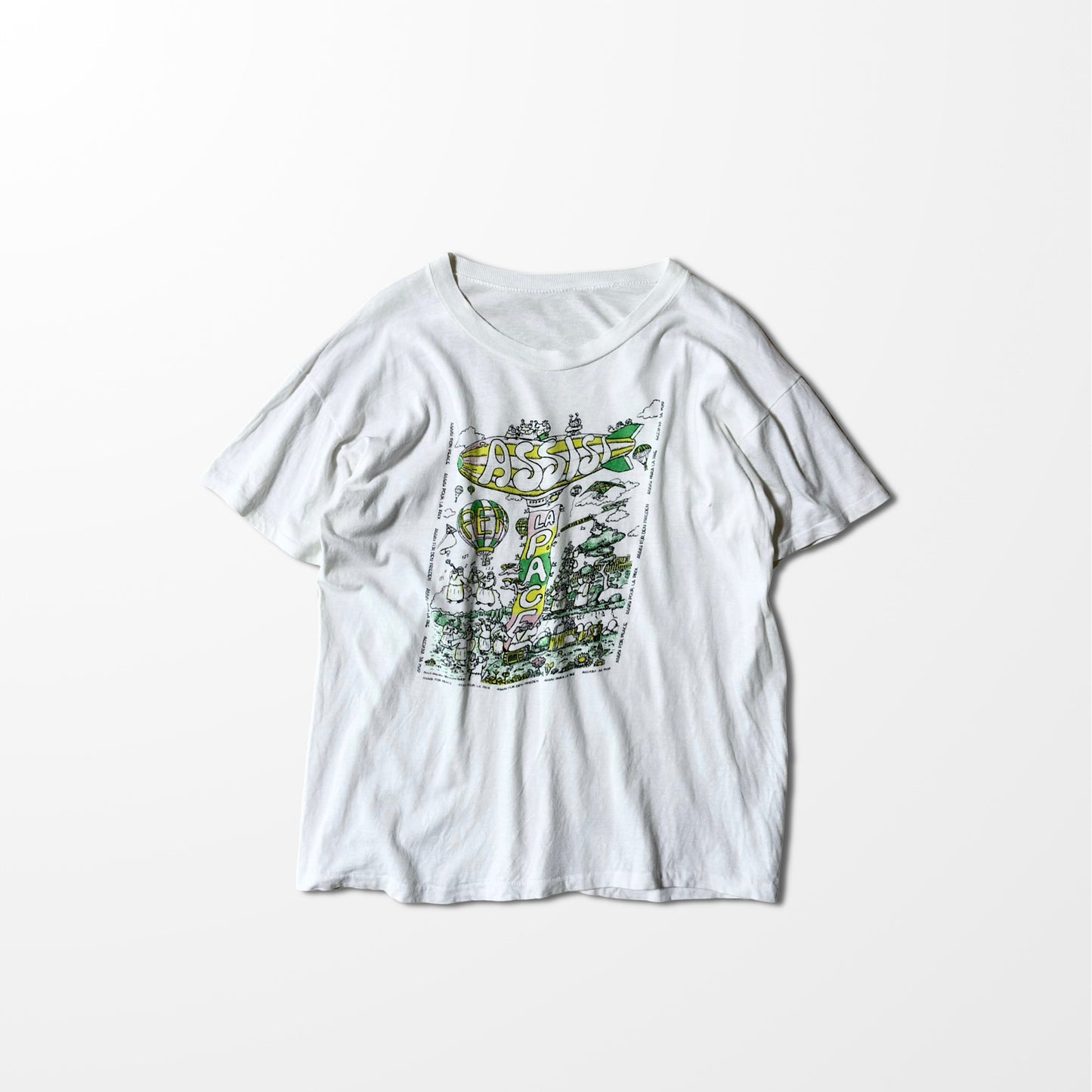 Hand-drawn peace graphic T-shirt / white / assist for peace