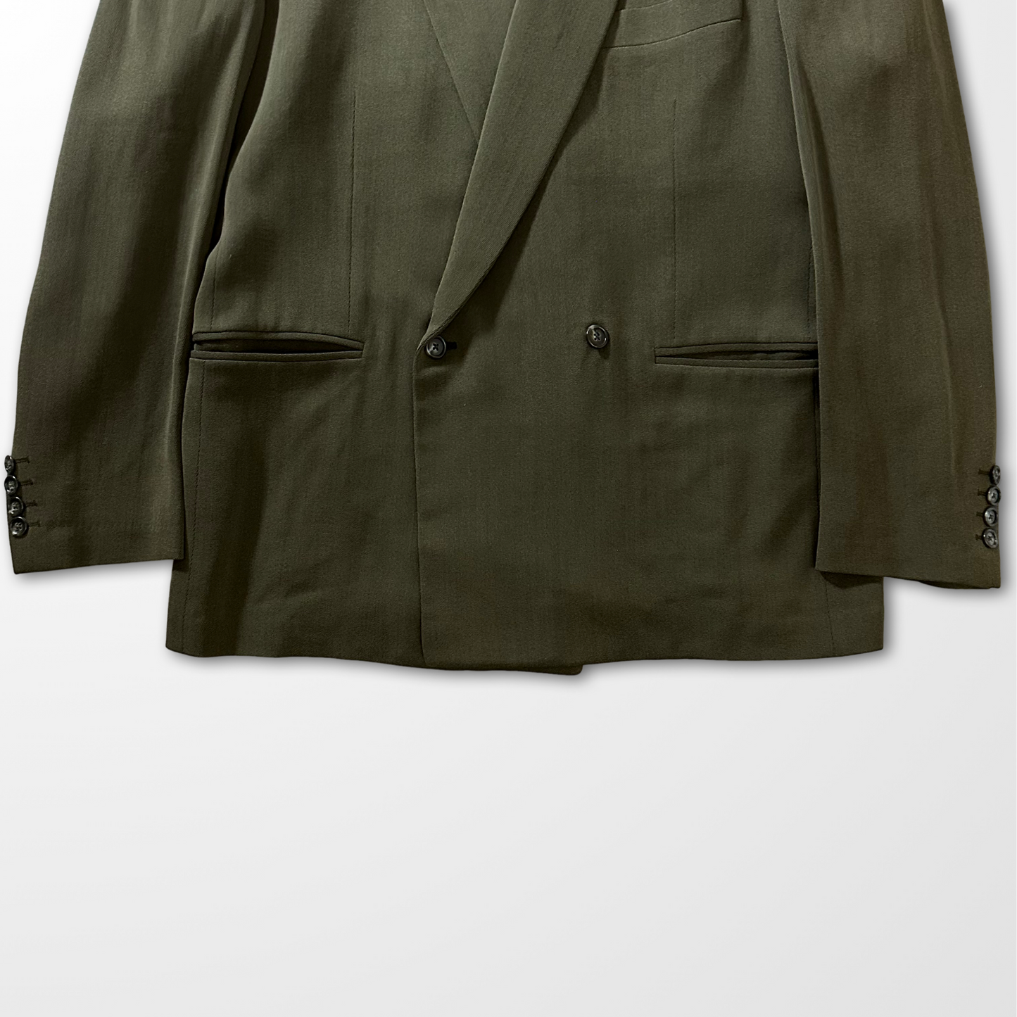 Double Breasted Jacket　Made in Italy Wool – Olive – Size XL