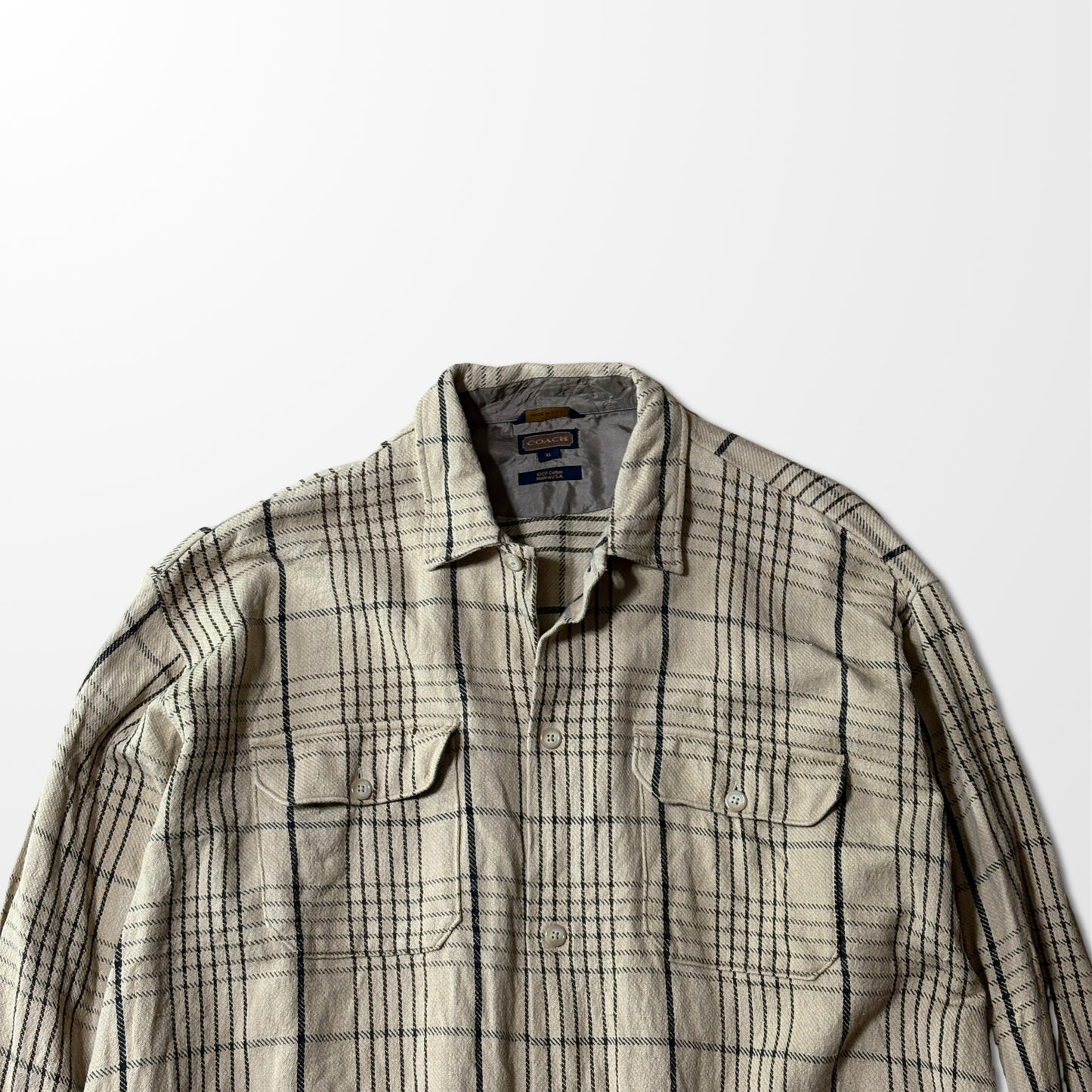 Coach USA Cotton Check Work Shirt in Beige – XL