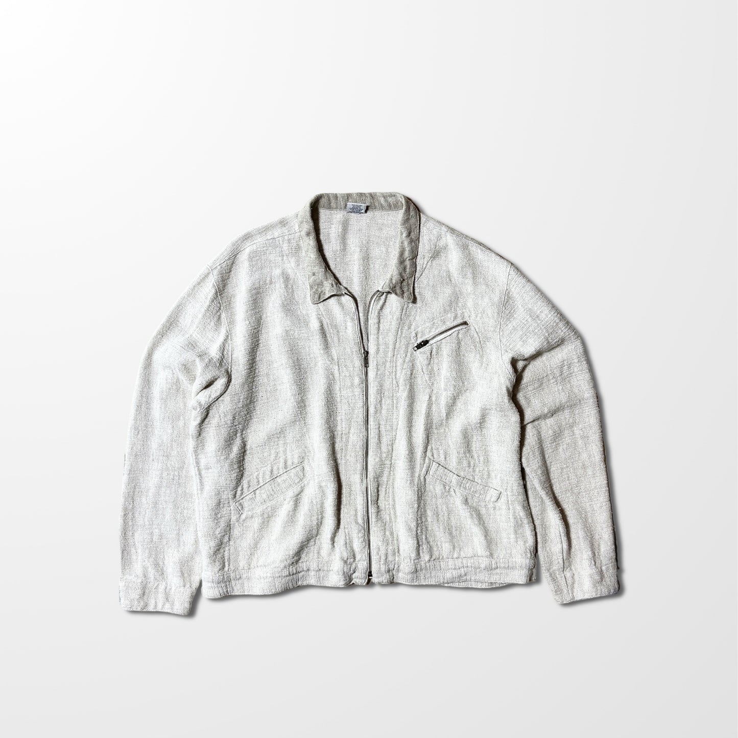 Cotton Linen Rayon Zip Jacket – White – L-CP Shades