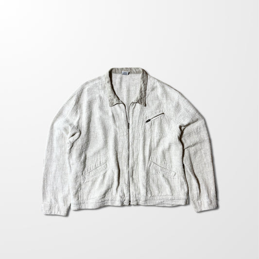 Cotton Linen Rayon Zip Jacket – White – L-CP Shades