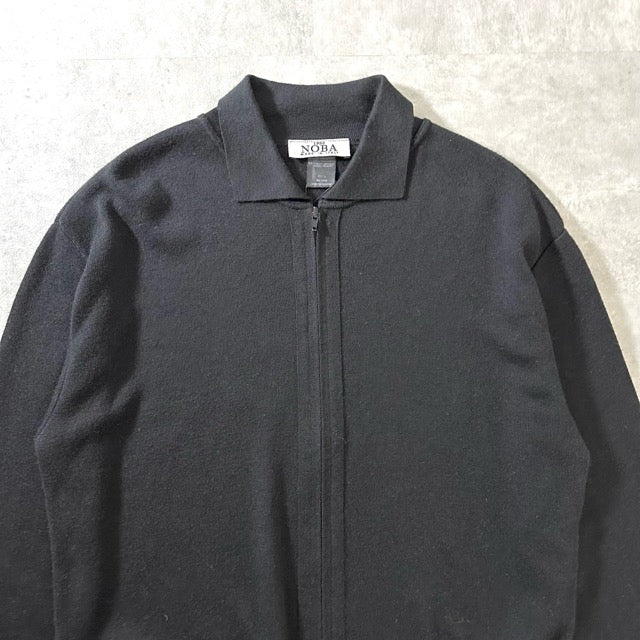 Merino Wool Zip Knit Polo Black – Made in Italy L