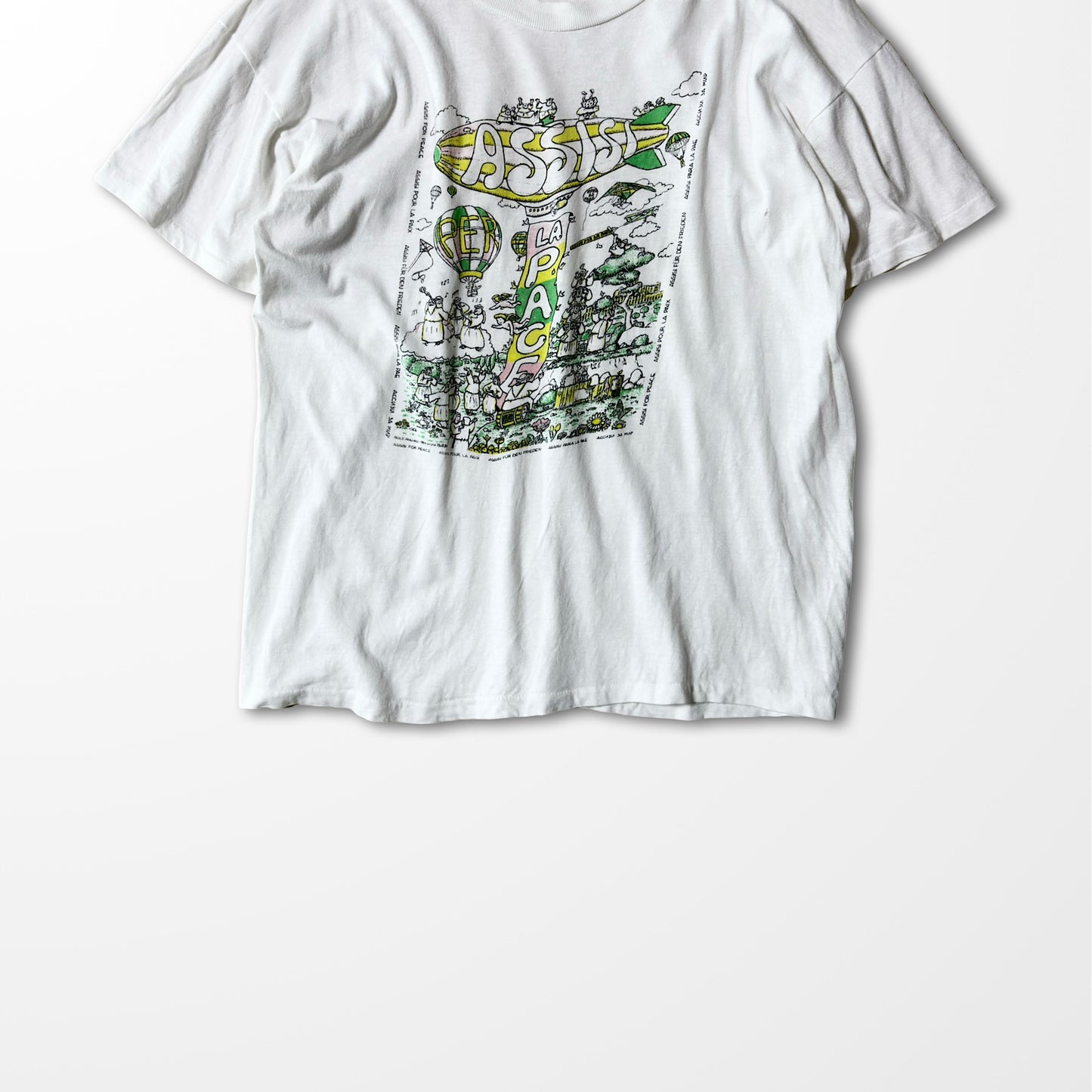 Hand-drawn peace graphic T-shirt / white / assist for peace
