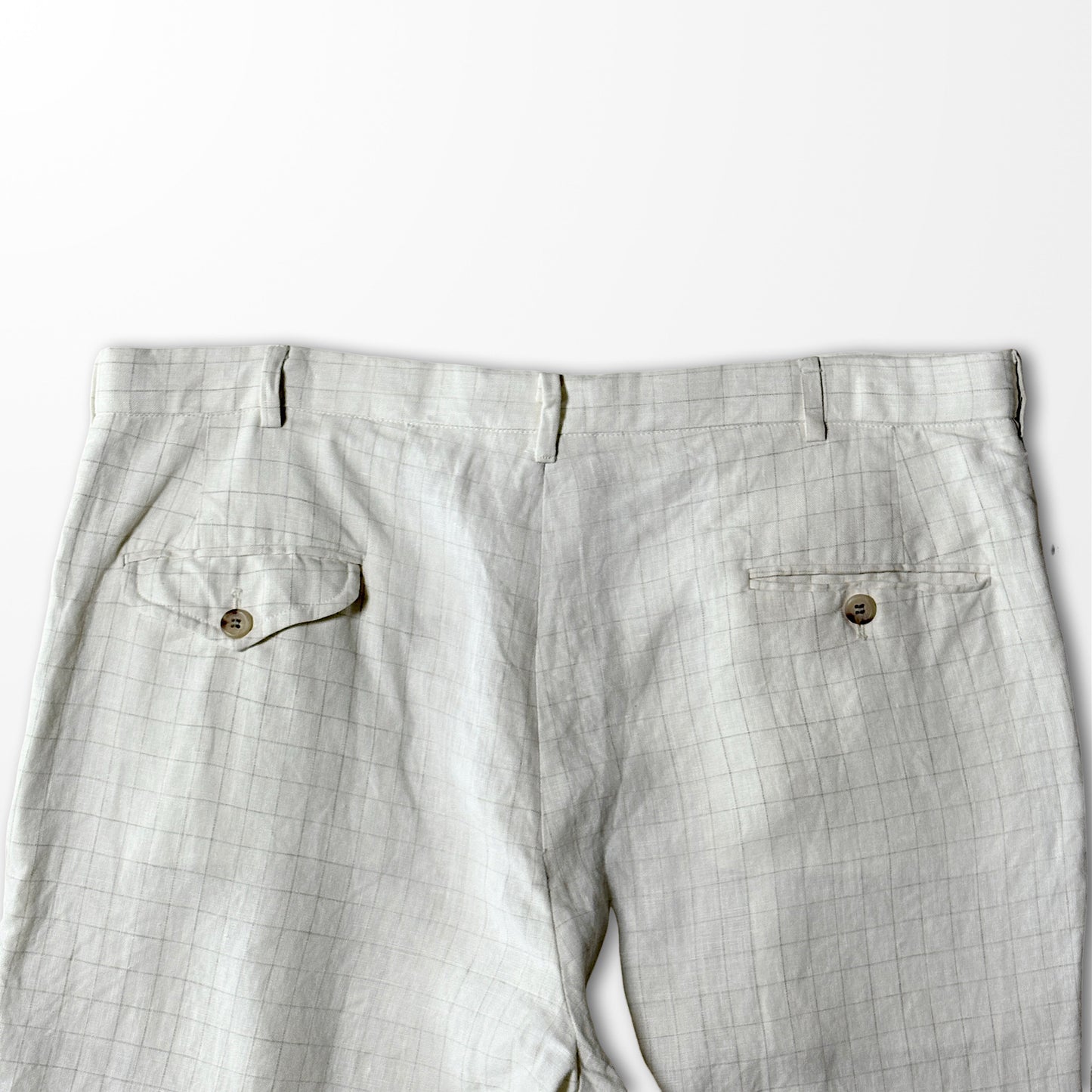 Polo Ralph Lauren Ivory Linen Check Wide Trousers – Effortless Summer Elegance
