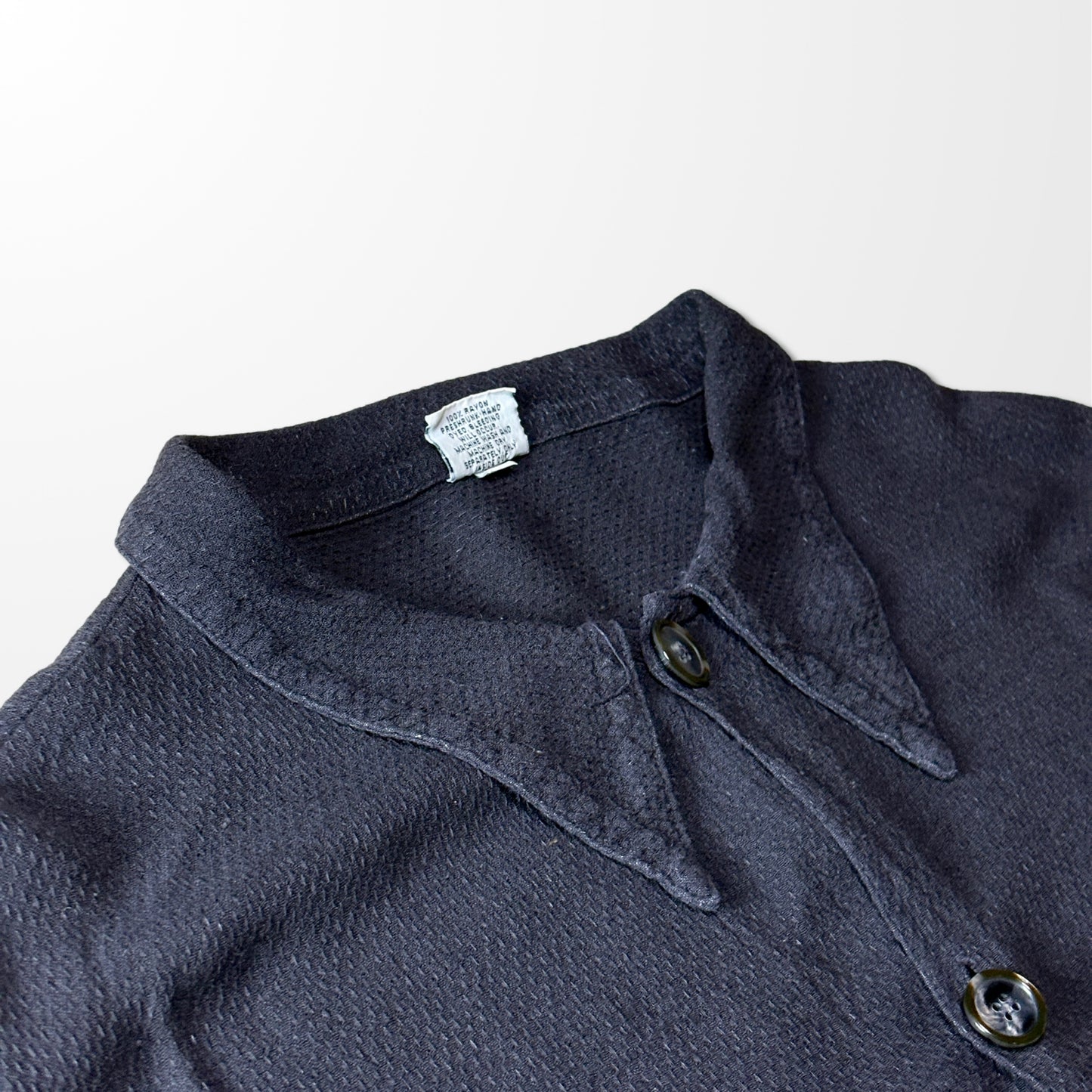 Textured Rayon Shirt Jacket  Black – L CP SHADES