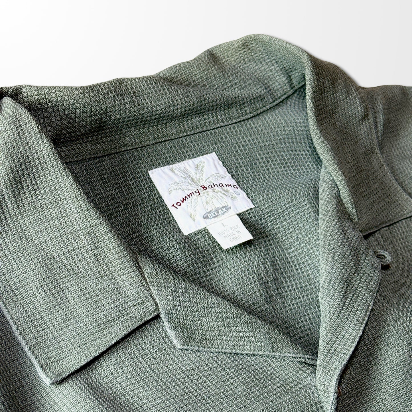 Silk Open Collar Flap Khaki Shirt – Sage Green