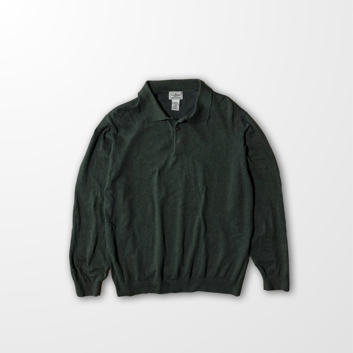 L.L.Bean Cotton Nylon Knit Polo Sweater Green – L