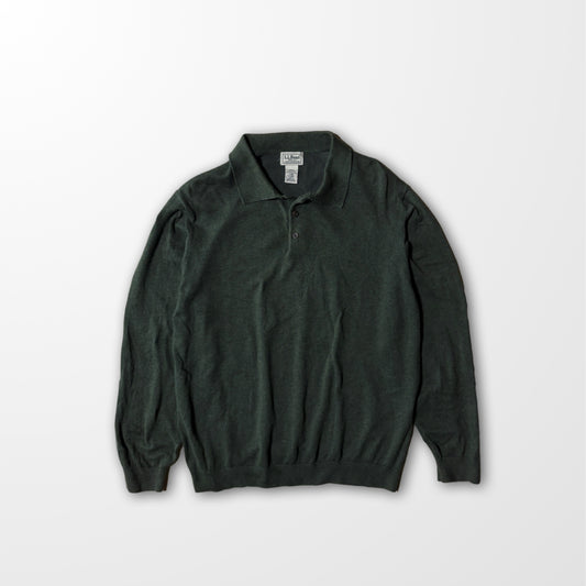 L.L.Bean Cotton Nylon Knit Polo Sweater Green – L