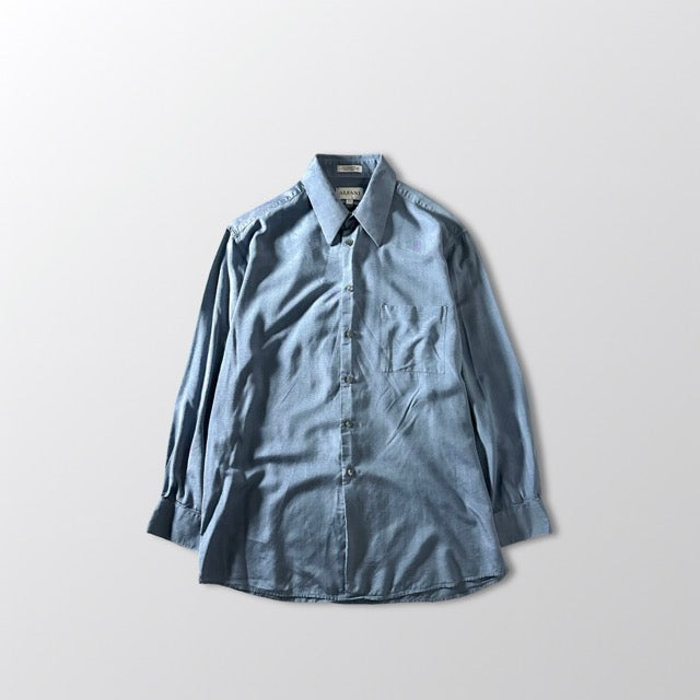 Light Blue Silk Shirt Smooth Texture – L