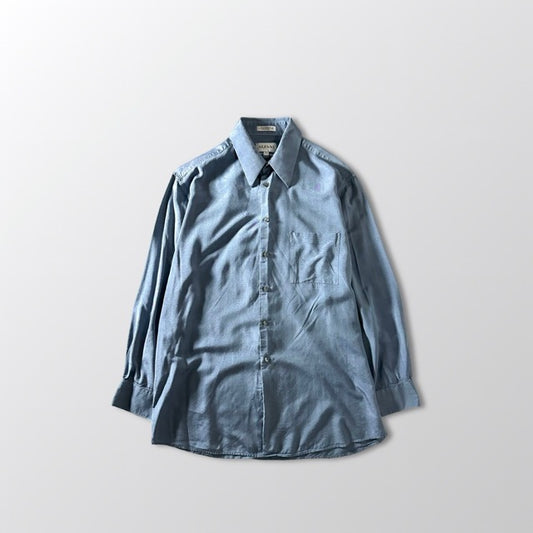 Light Blue Silk Shirt Smooth Texture – L