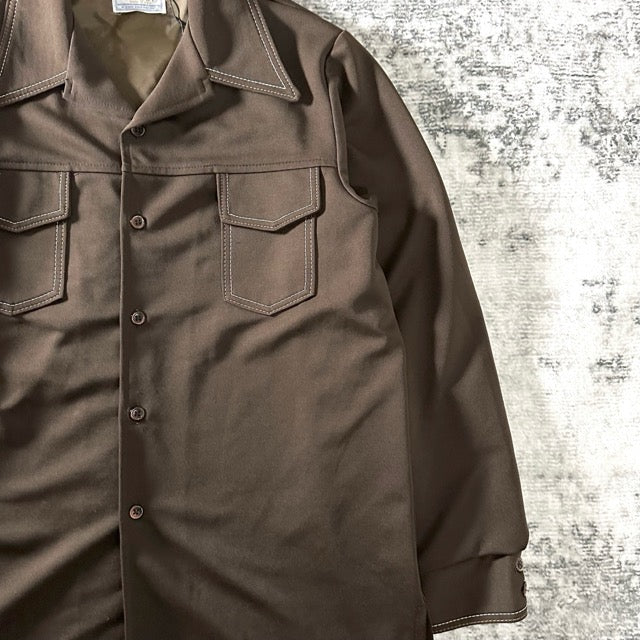 Brown Polyester Shirt Jacket – L