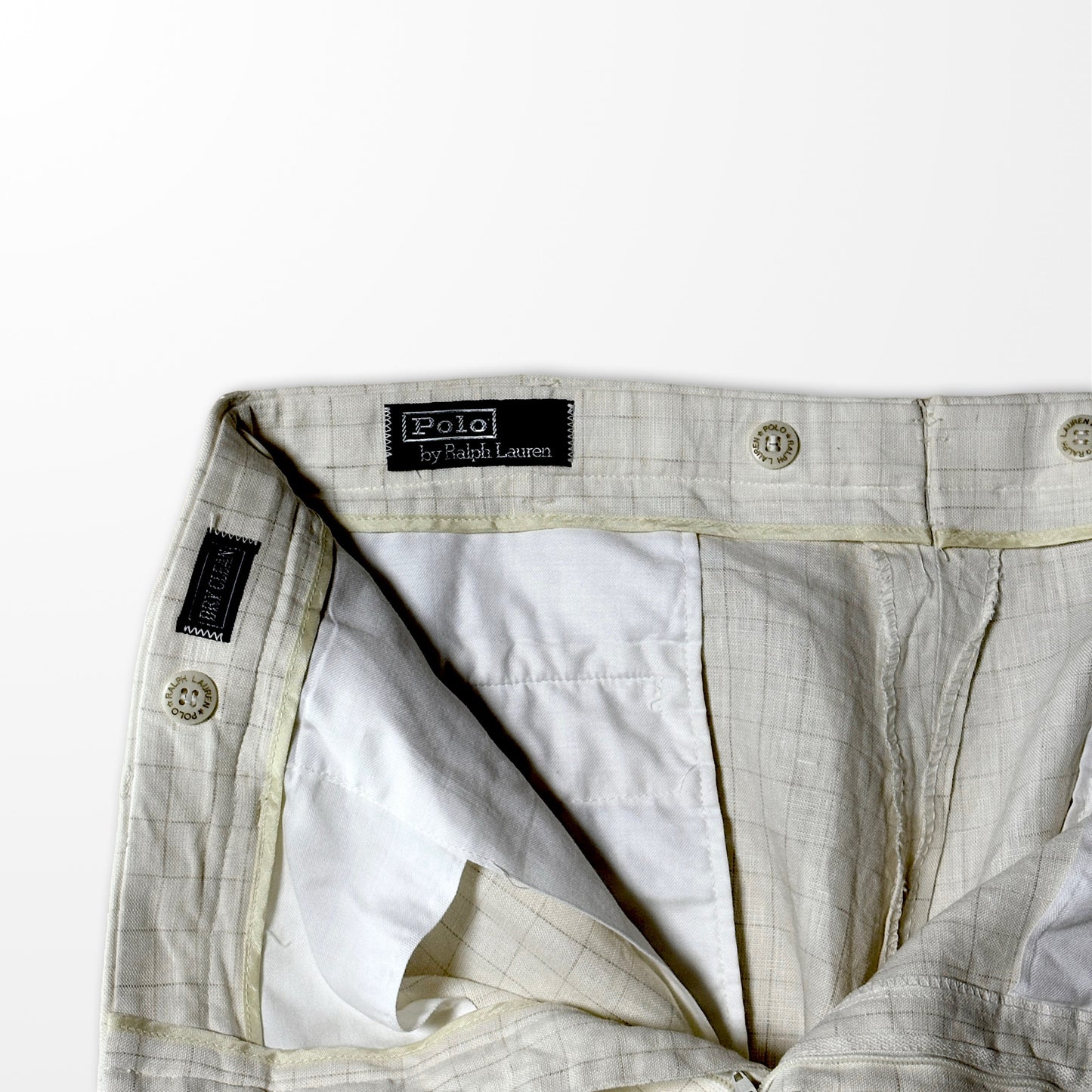 Polo Ralph Lauren Ivory Linen Check Wide Trousers – Effortless Summer Elegance