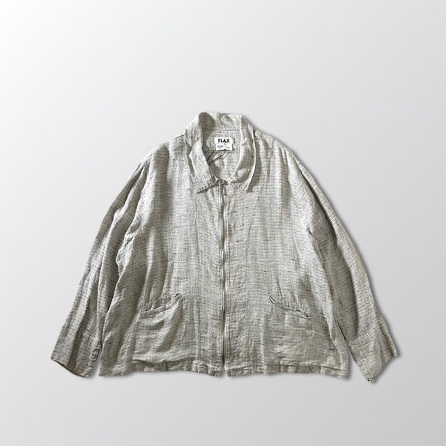 FLAX 100% Linen Gray Zip Jacket – XL