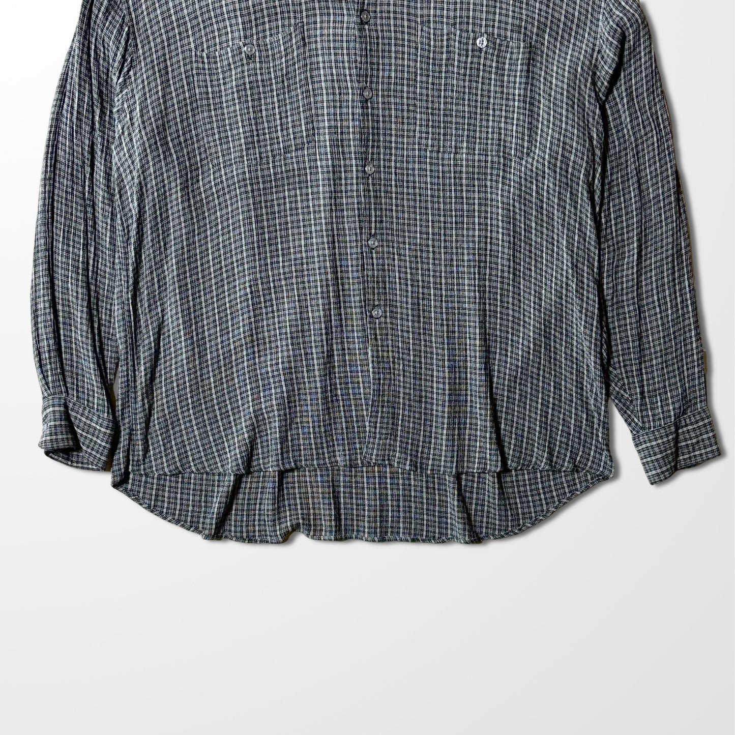 Perry Ellis Rayon Black Check Shirt – L