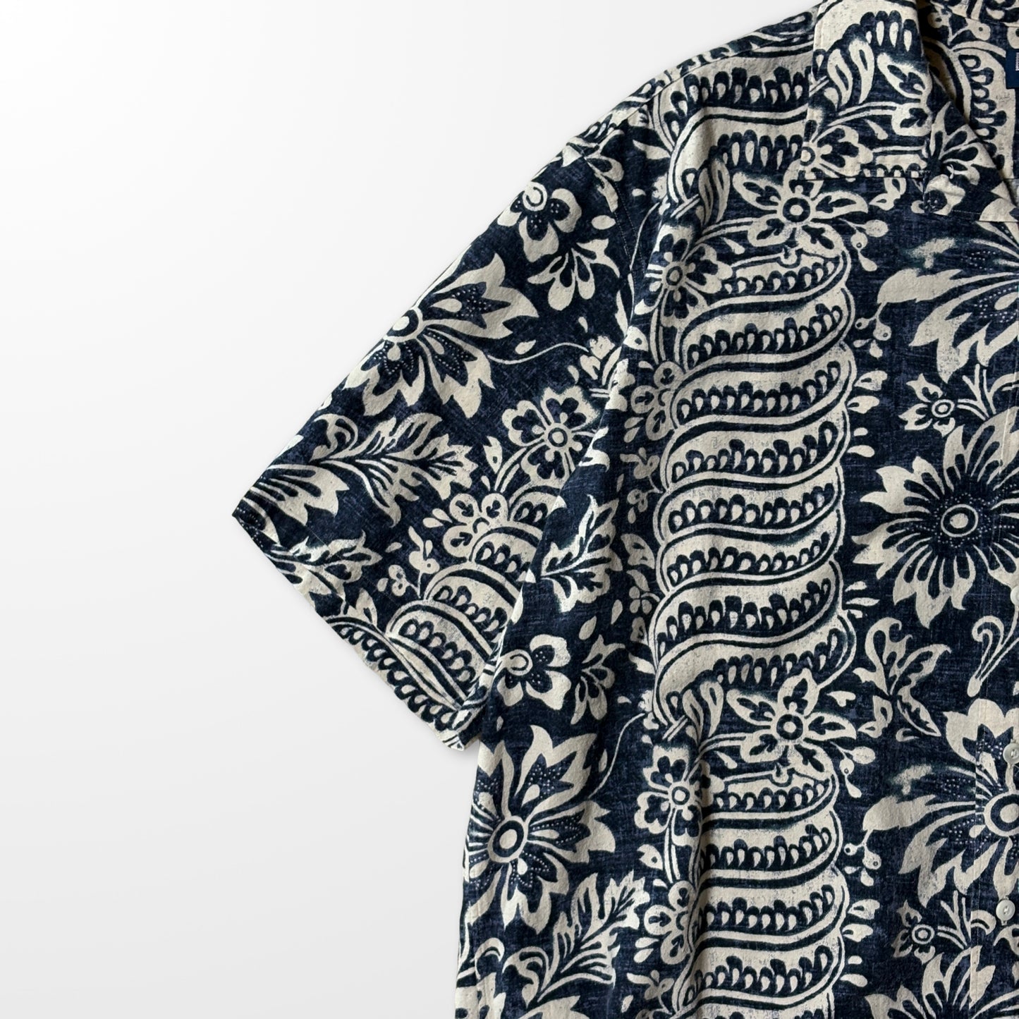 Polo Ralph Lauren Linen Cotton Aloha Shirt XL Navy Floral Pattern