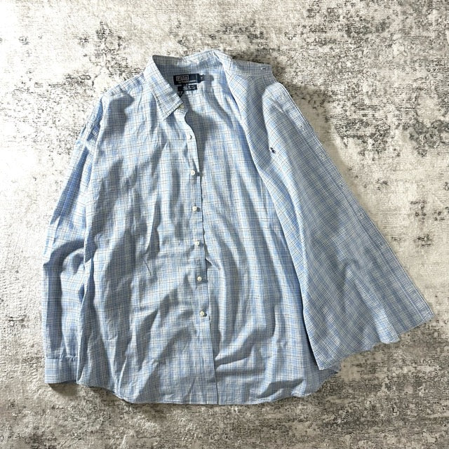Polo by Ralph Lauren Blue Check Linen Blend Shirt – L